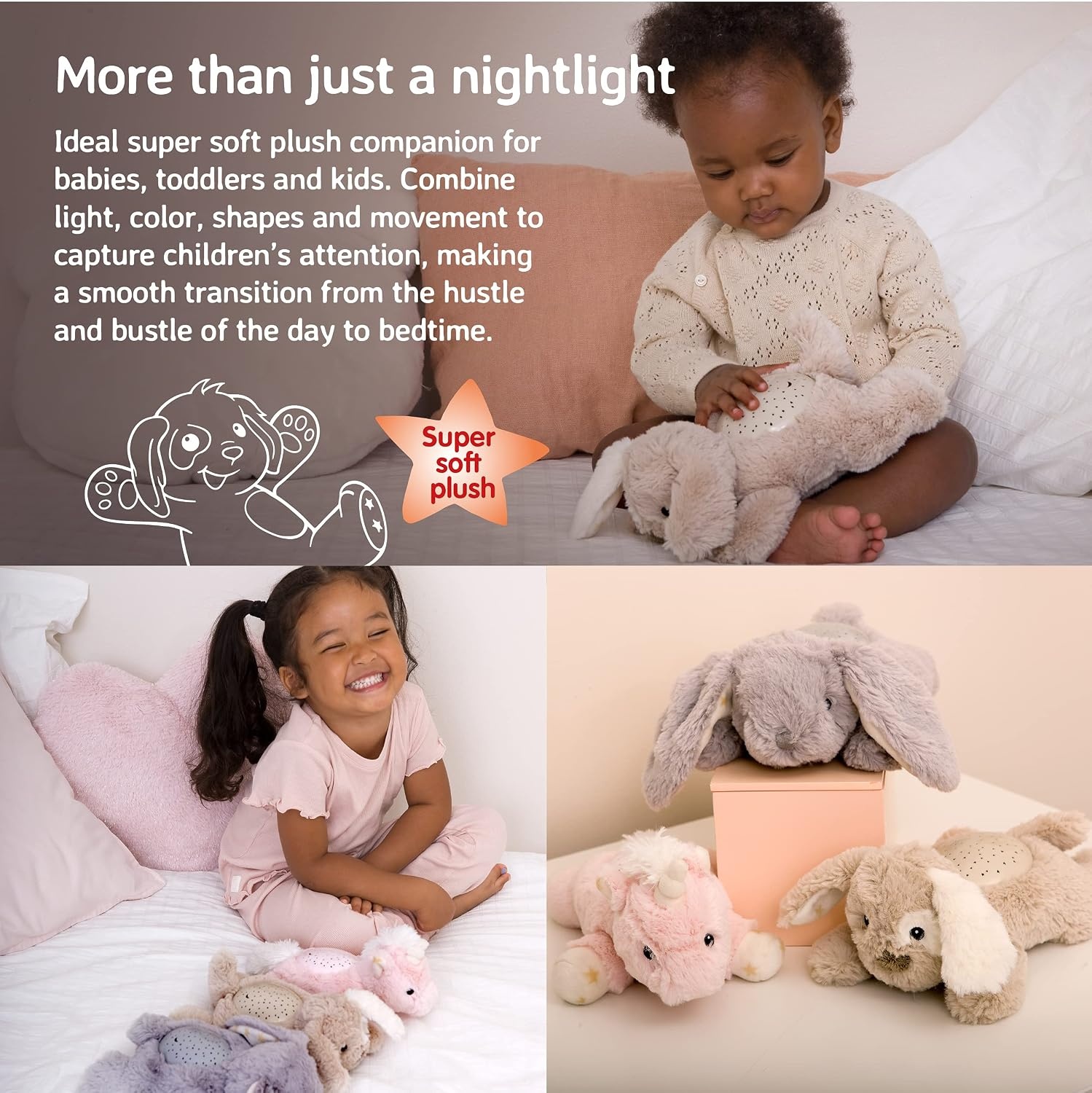 image:imageCloud b Calming Mini Nightlight Star Projector  Gentle Brightness  3 Colors  1 Constellation  AutoShutoff  Dream Buddies Ella The UnicornPatch the Puppy